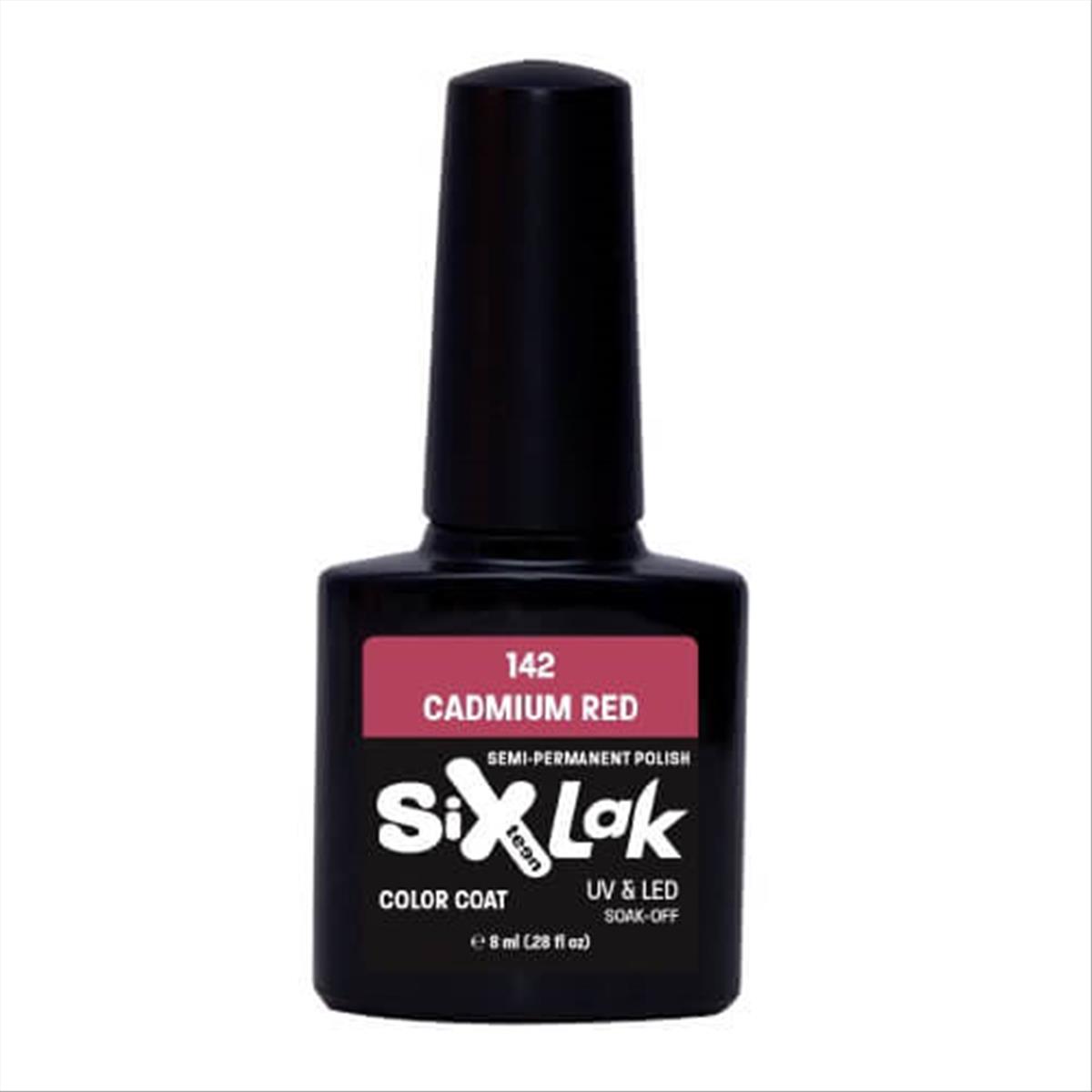 Ημιμόνιμο Βερνίκι SixLak Uv & Led Soak Off No142 Cadmium Red 8ml