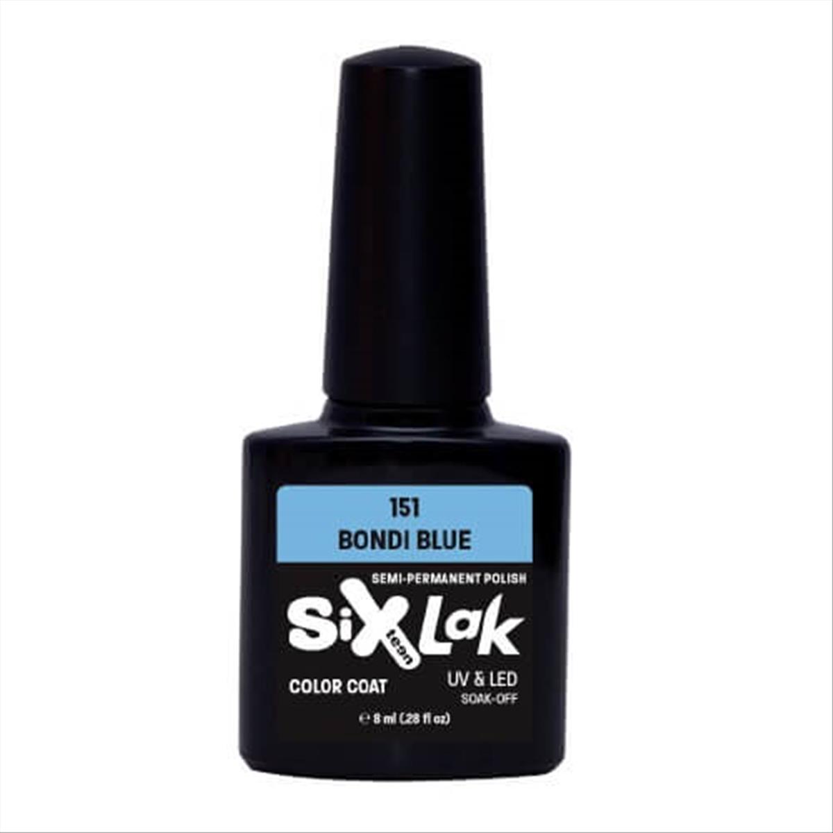 Semi-permanent Varnish SixLak Uv & Led Soak Off Bondi Blue No151-8ml