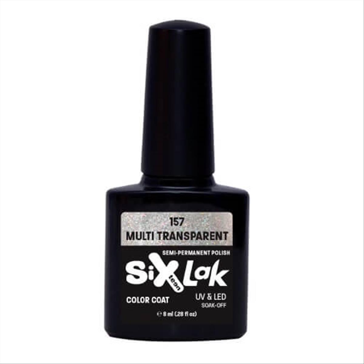 Semi-permanent Varnish SixLak Uv & Led Soak Off Multi Transparent No157-8ml