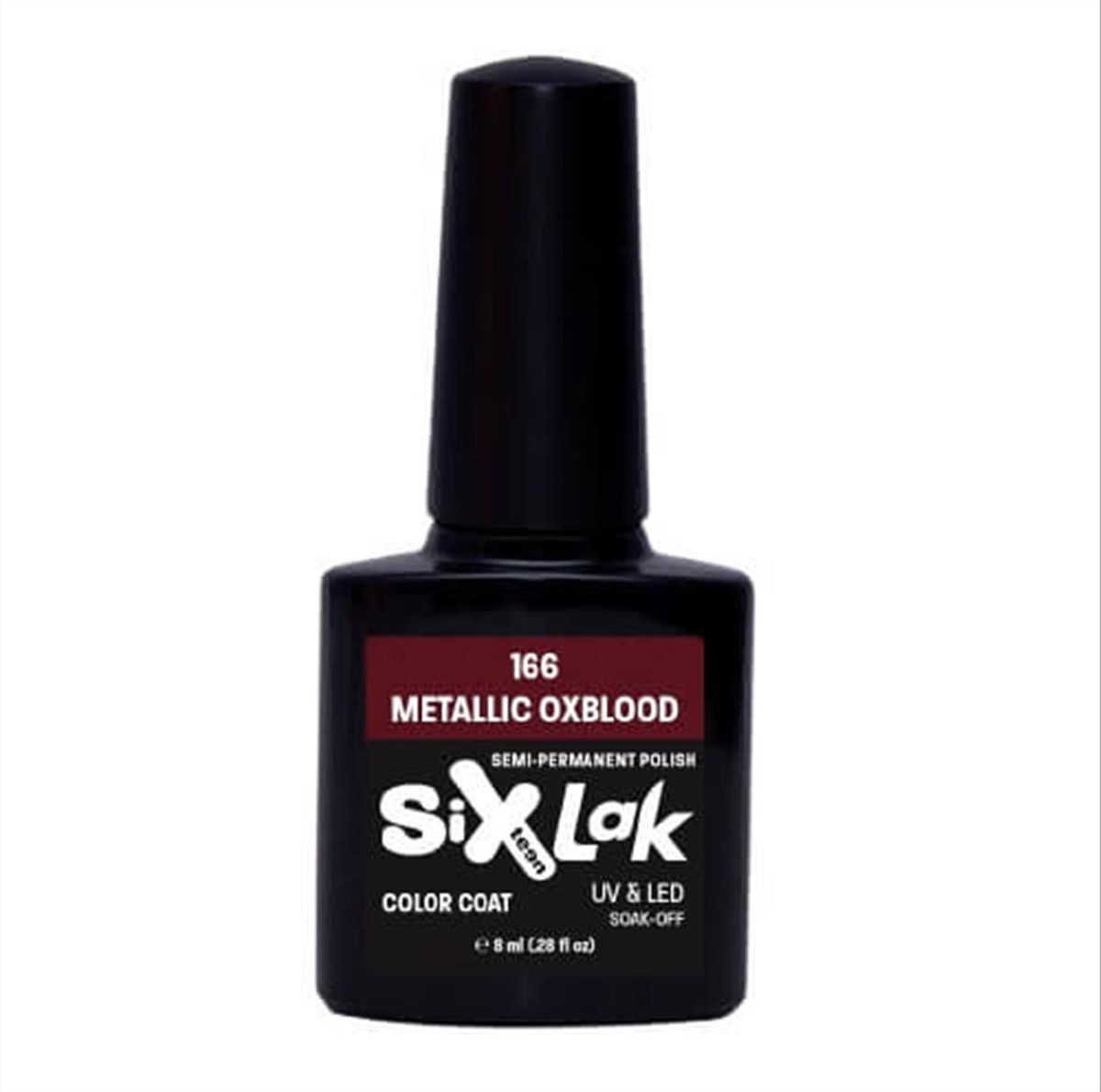 Semi-permanent Varnish SixLak Uv & Led Soak Off Metallic Oxblood No166-8ml