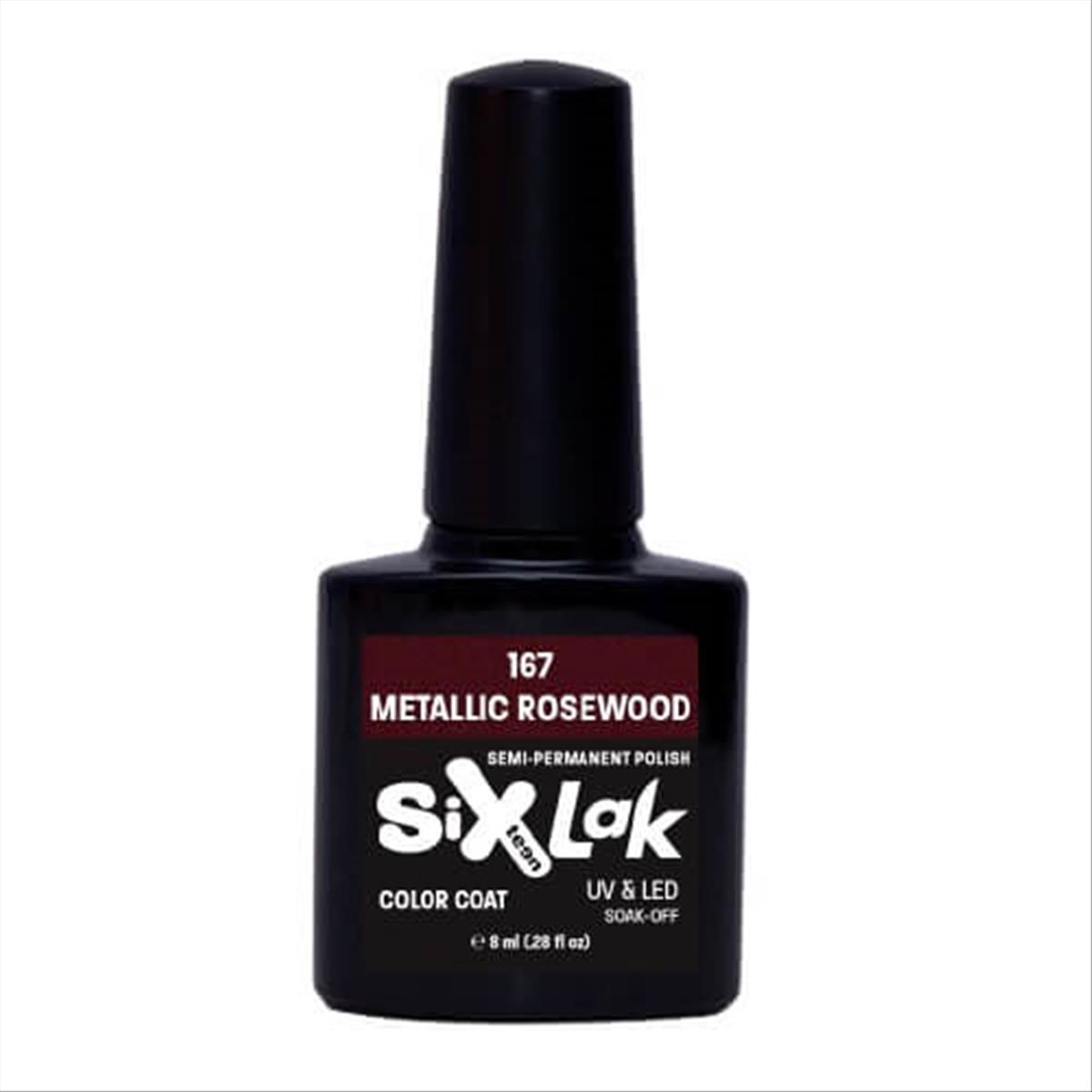 Semi-permanent Varnish SixLak Uv & Led Soak Off Metallic Rosewood No167-8ml