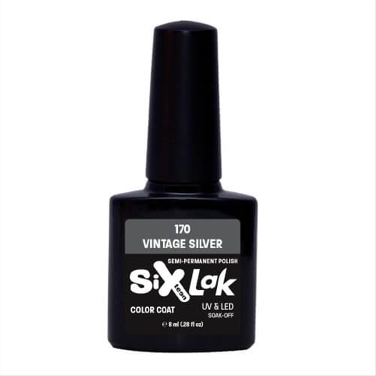 Semi-permanent Varnish SixLak Uv & Led Soak Off Vintage Silver No170-8ml