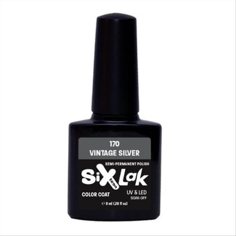 Ημιμόνιμο Βερνίκι SixLak Uv & Led Soak Off No170 Vintage Silver 8ml
