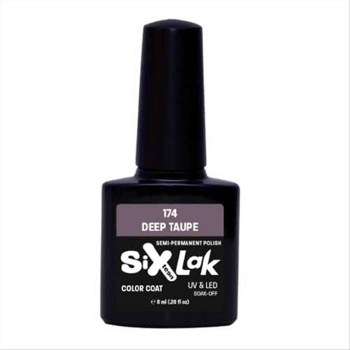 Semi-permanent Varnish SixLak Uv & Led Soak Off Deep Taupe No174-8ml