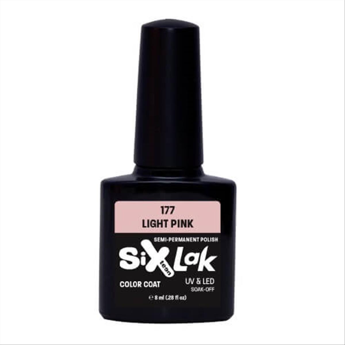 Ημιμόνιμο Βερνίκι SixLak Uv & Led Soak Off No177 Light Pink 8ml