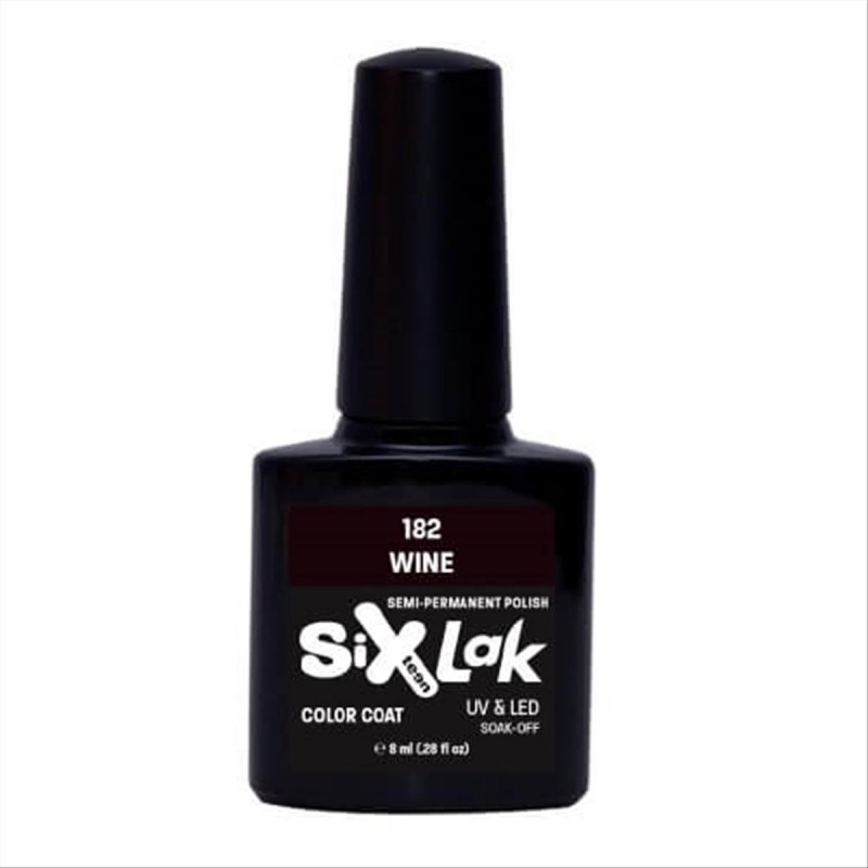Semi-permanent Varnish SixLak Uv & Led Soak Off Wine No182-8ml