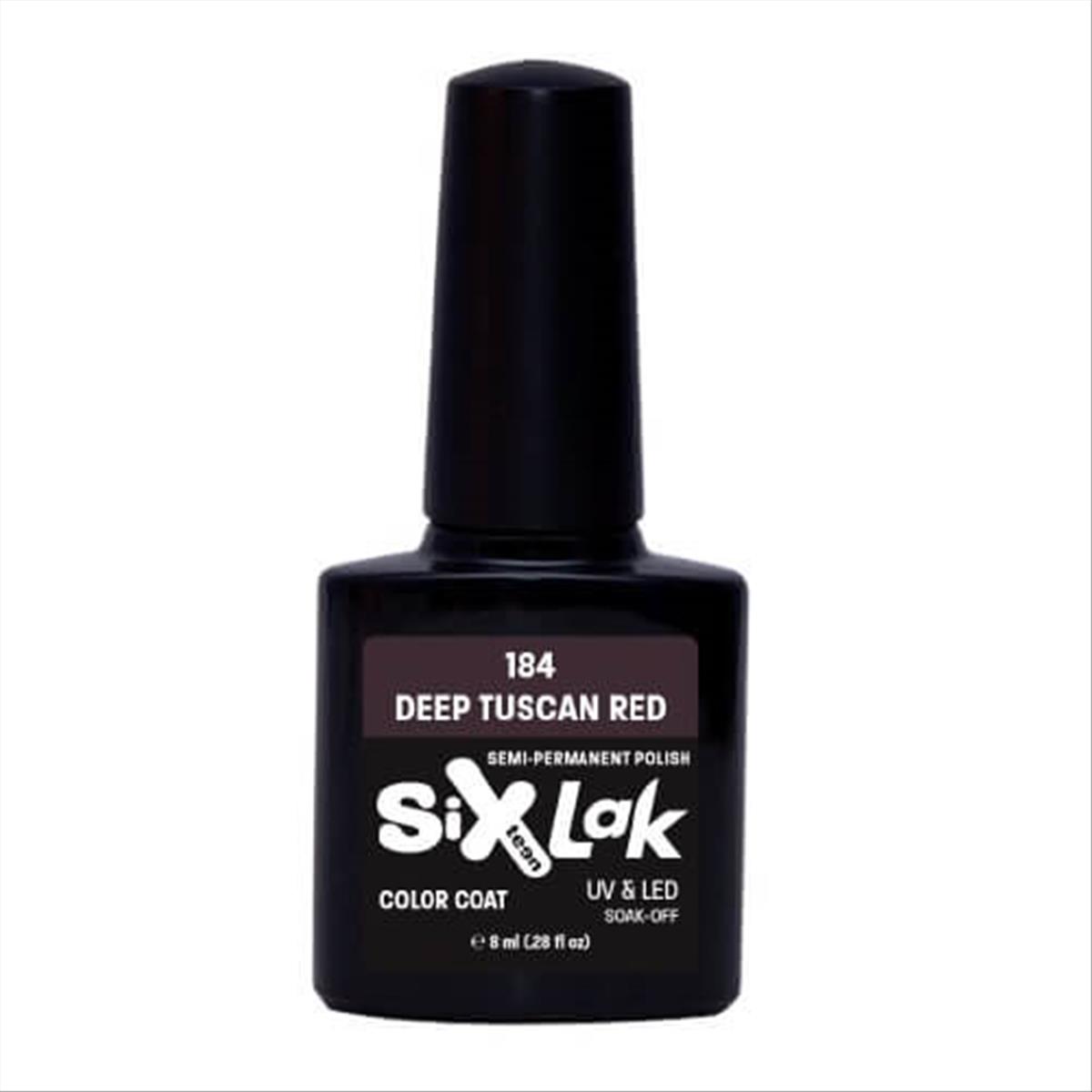 Semi-permanent Varnish SixLak Uv & Led Soak Off Deep Tuscan Red No184-8ml