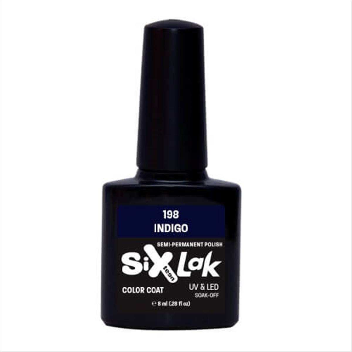 Semi-permanent Varnish SixLak Uv & Led Soak Off Indigo No198-8ml