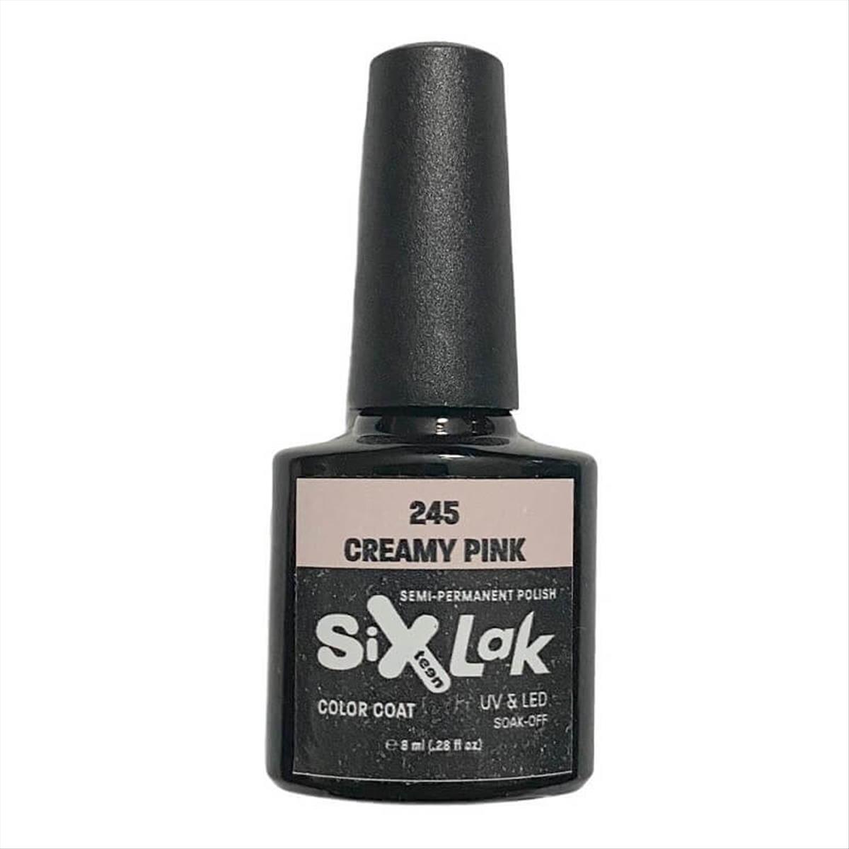 Semi-permanent Varnish SixLak Uv & Led Soak Off Creamy Pink No245-8ml