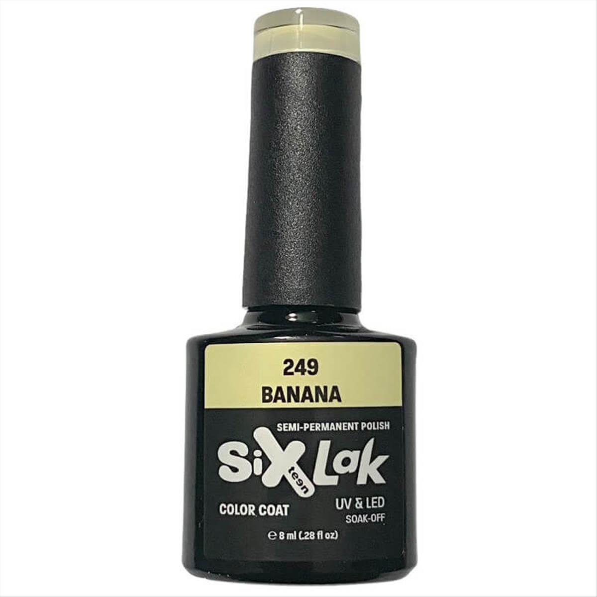 Semi-permanent Varnish SixLak Uv & Led Soak Off Banana No249-8ml