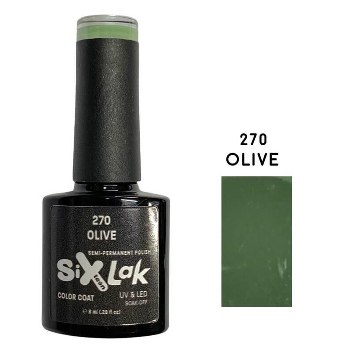 Semi-permanent Varnish SixLak Uv & Led Soak Off 270 Olive 8ml