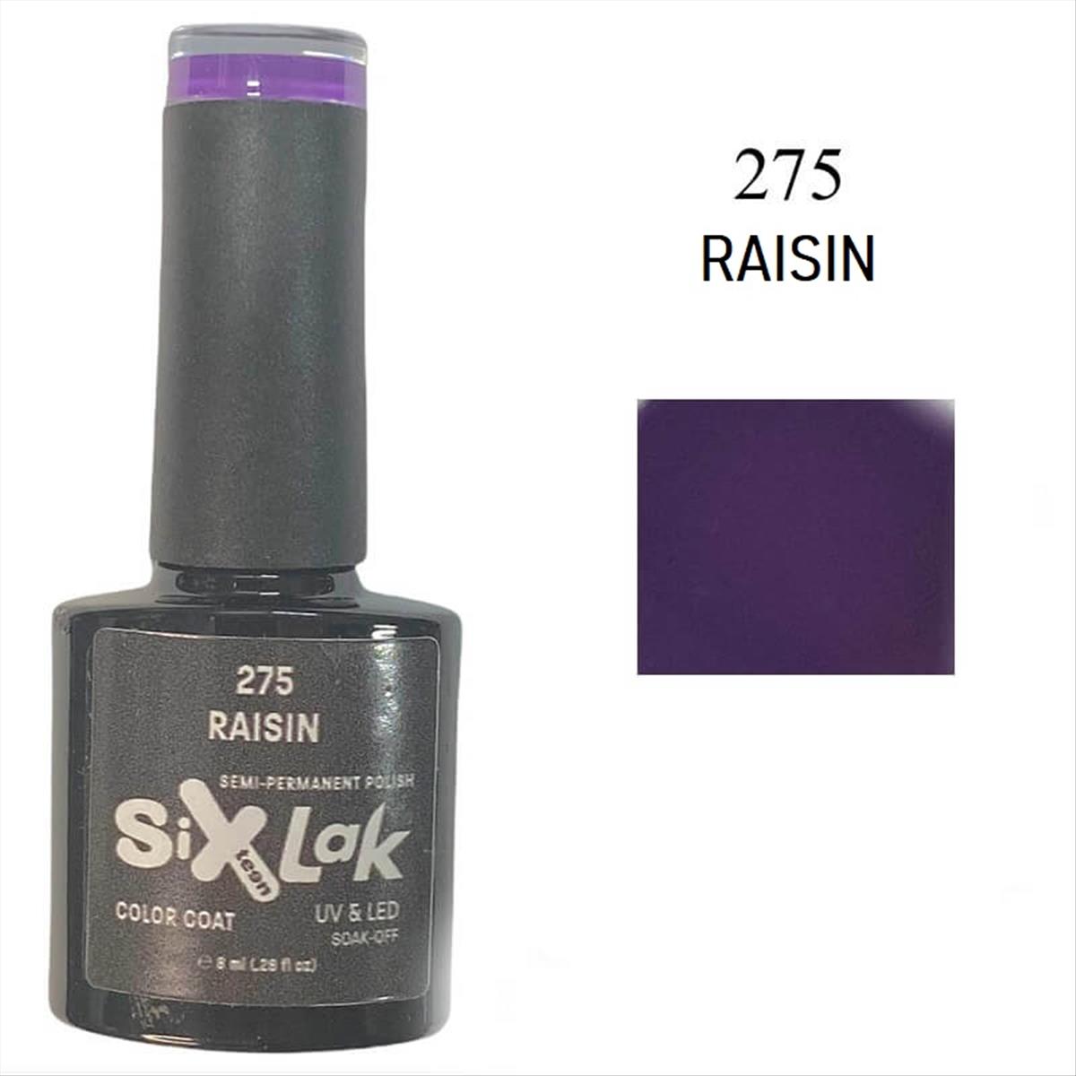 Ημιμόνιμο Βερνίκι SixLak Uv & Led Soak Off No275 Raisin 8ml