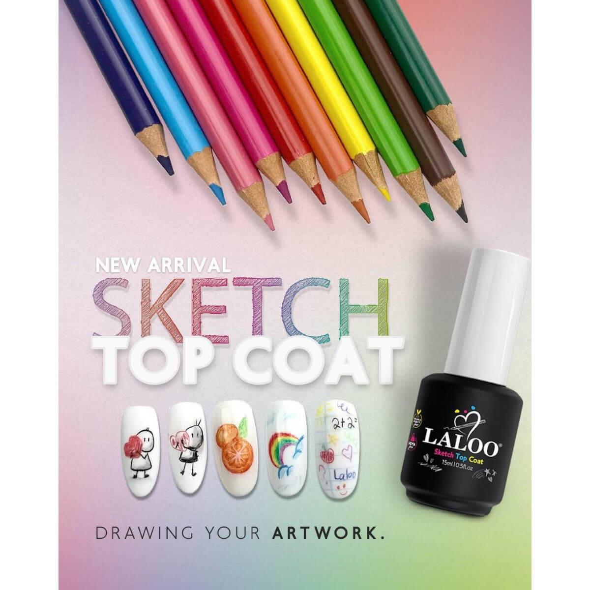 Semi-Permanent Nail Polish Laloo Sketch Top Coat 15ml