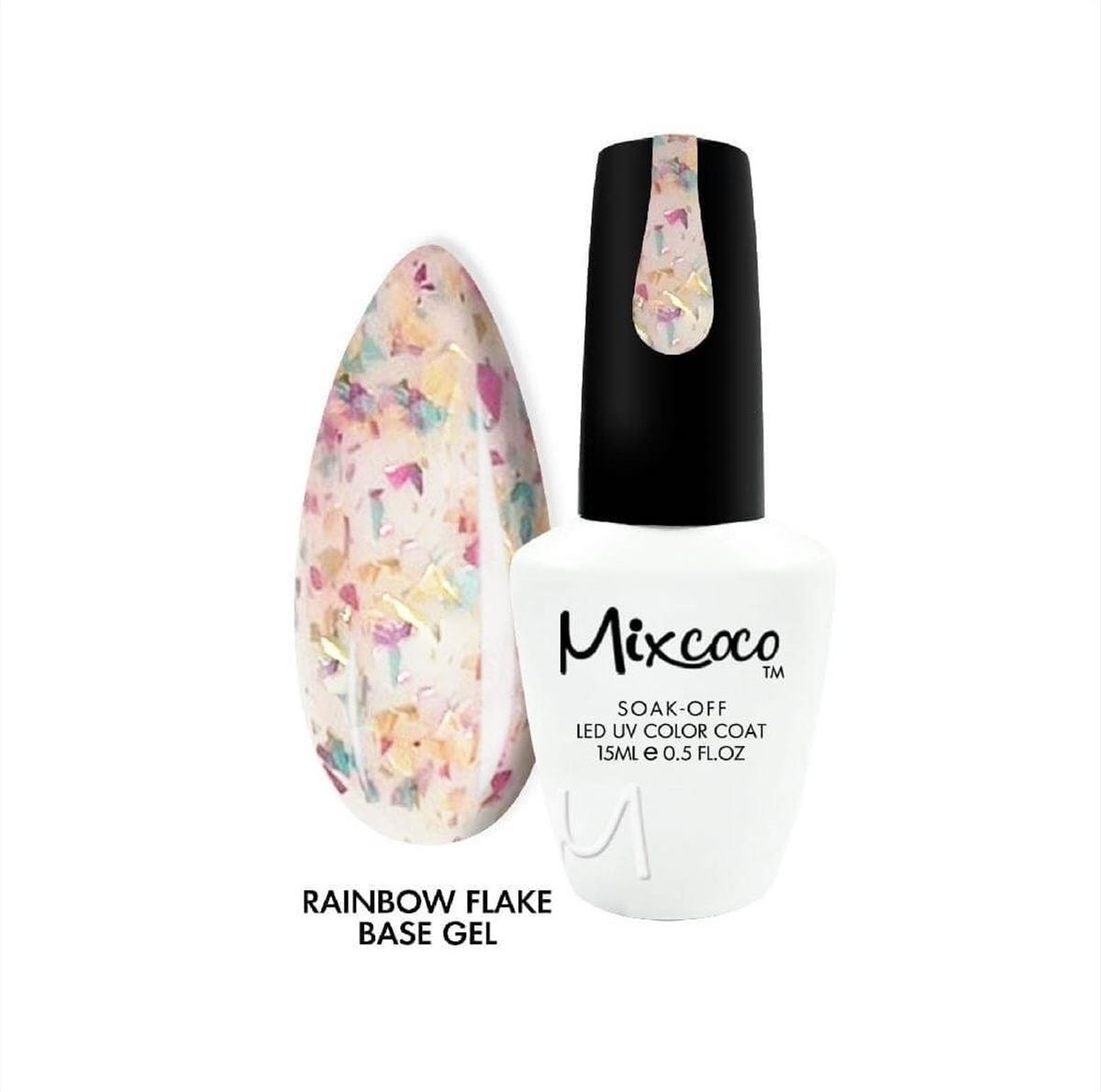 Soak Off Nails Mixcoco Rainbow 10 Flake Base Gel  15ml