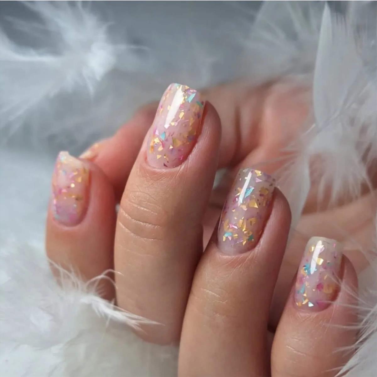 Soak Off Nails Mixcoco Rainbow 10 Flake Base Gel  15ml