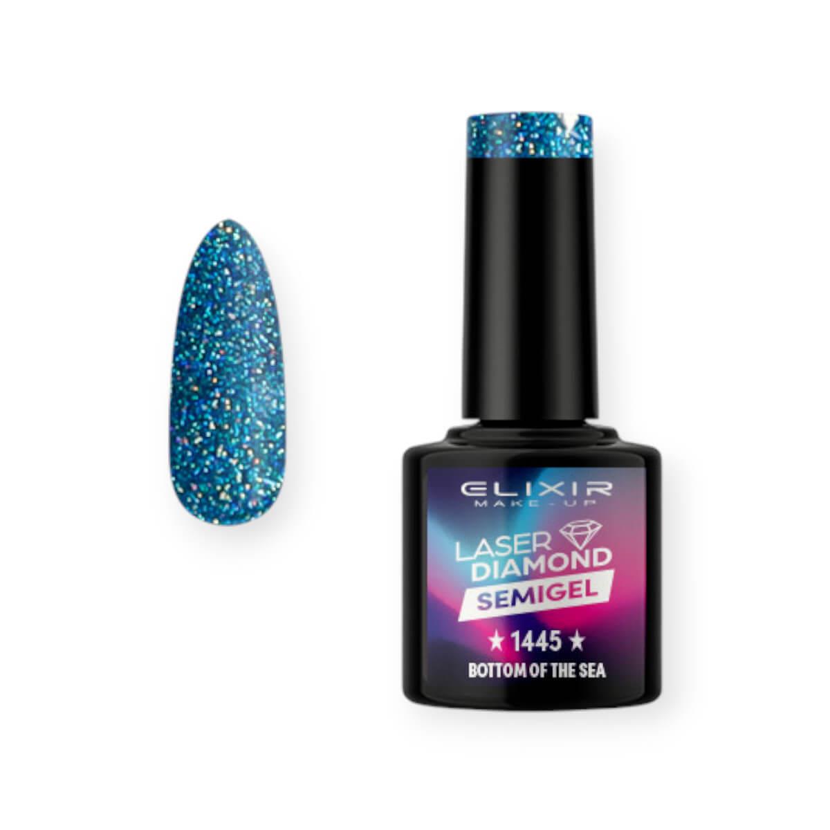 Ημιμόνιμο Βερνίκι Elixir Semi Gel Uv&Led 1445 Laser Diamond Botton Of The Sea 8ml