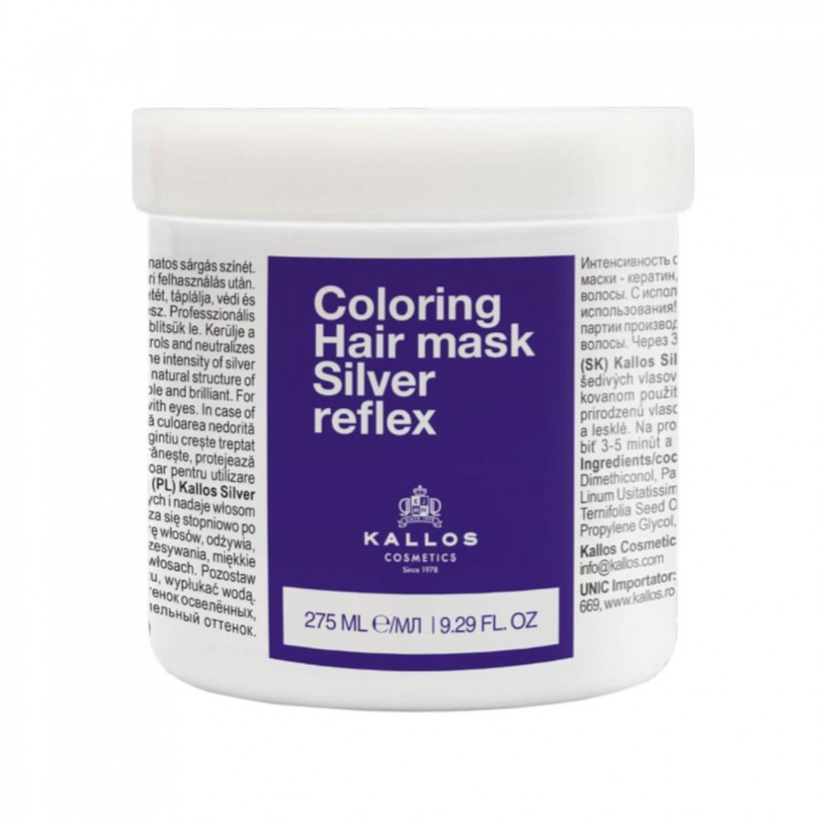 Μάσκα μαλλιών Kallos Silver Reflex Coloring  275ml