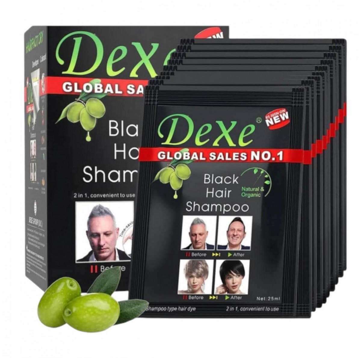 Dexe Hair Shampoo Βαφή Μαλλιών Light Brown 10x25ml
