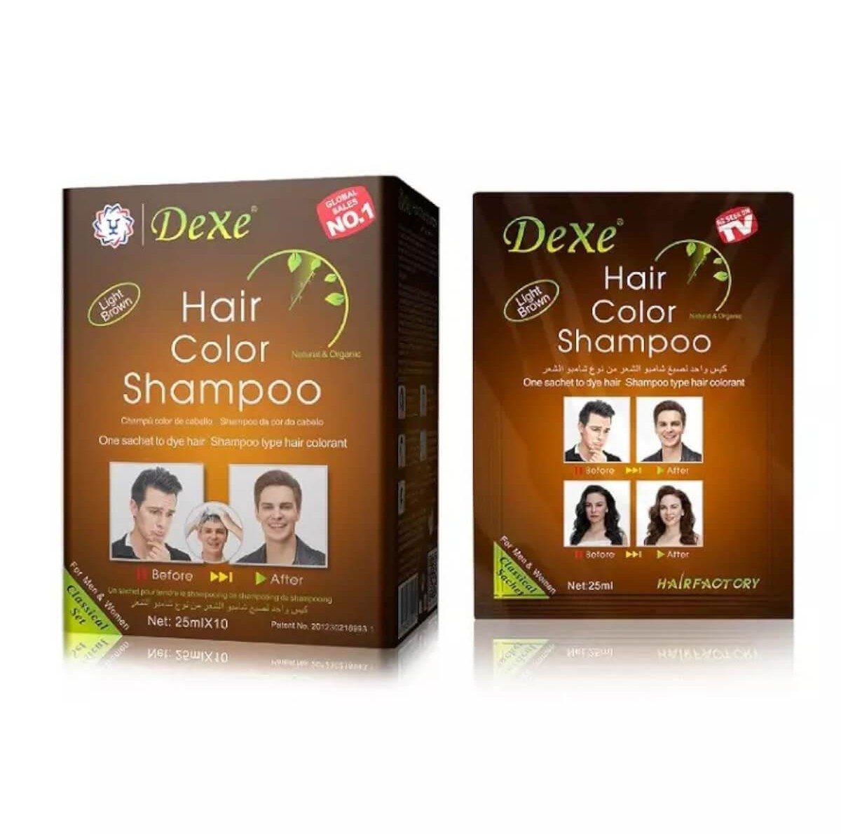 Dexe Hair Shampoo Βαφή Μαλλιών Light Brown 10x25ml