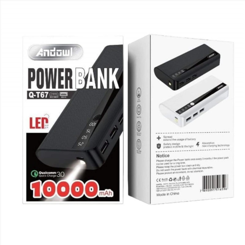 Power Bank Andowl Q-T67 10000mAh 1xMicroUSB & 3xUSB