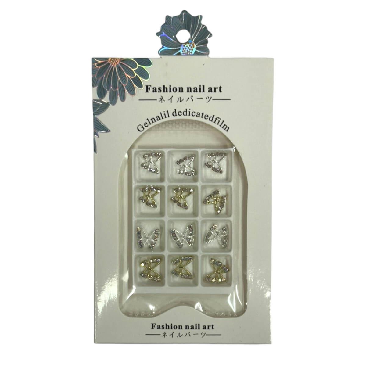 Nail Charms 3D Butterflies in Case 12 pcs