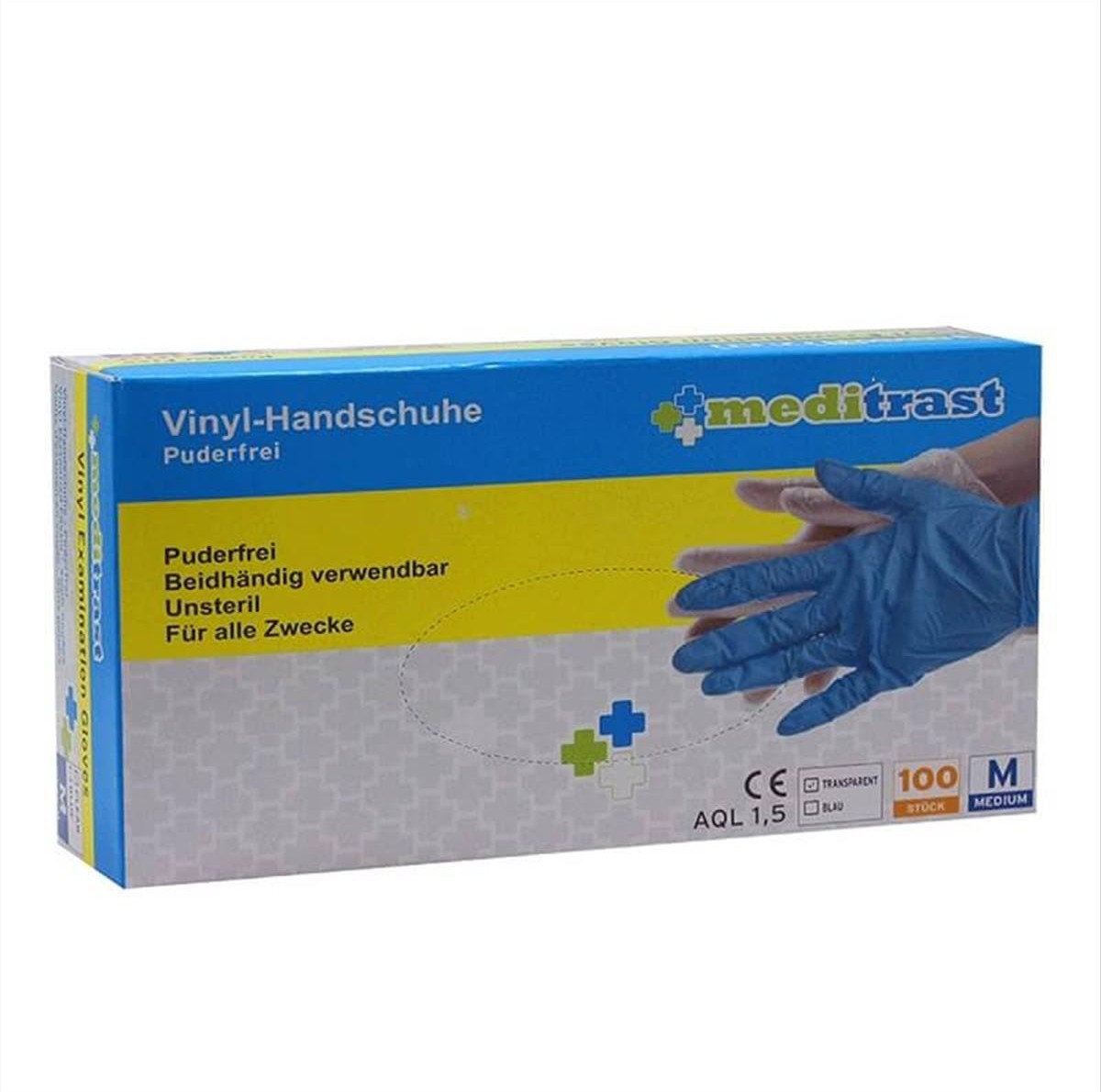 Meditrast Vinyl Gloves Clear Without Powder 100pcs