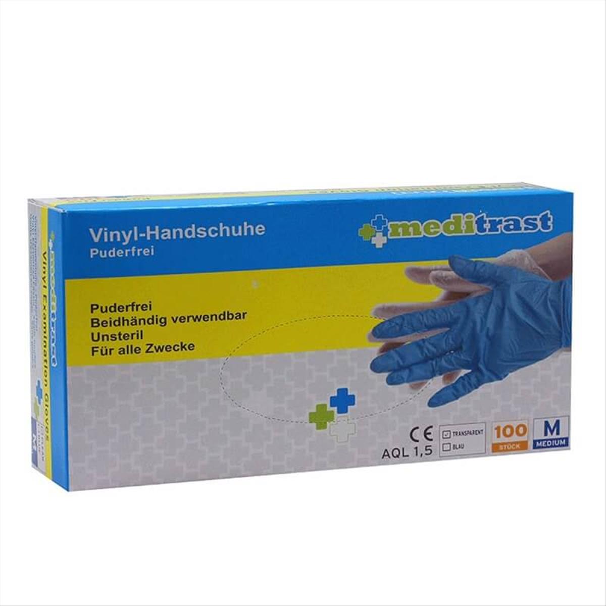 Meditrast Vinyl Gloves Clear Without Powder 100pcs