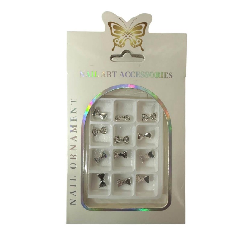 3D Nail Charms Bows in Case 12 pcs