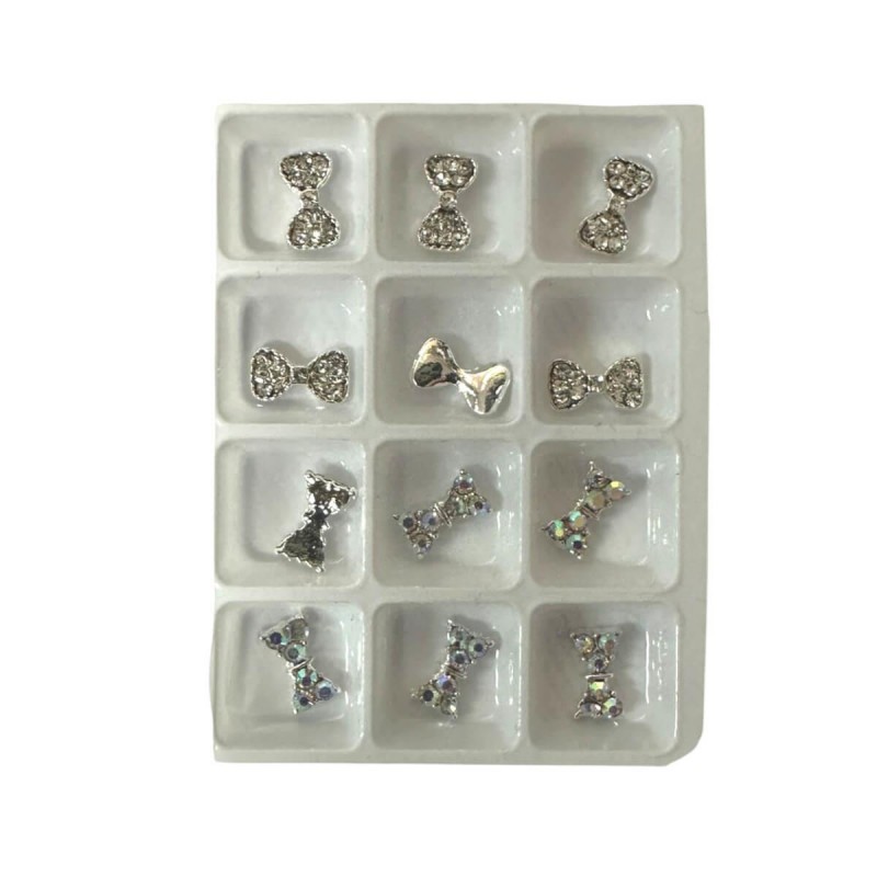 3D Nail Charms Bows in Case 12 pcs