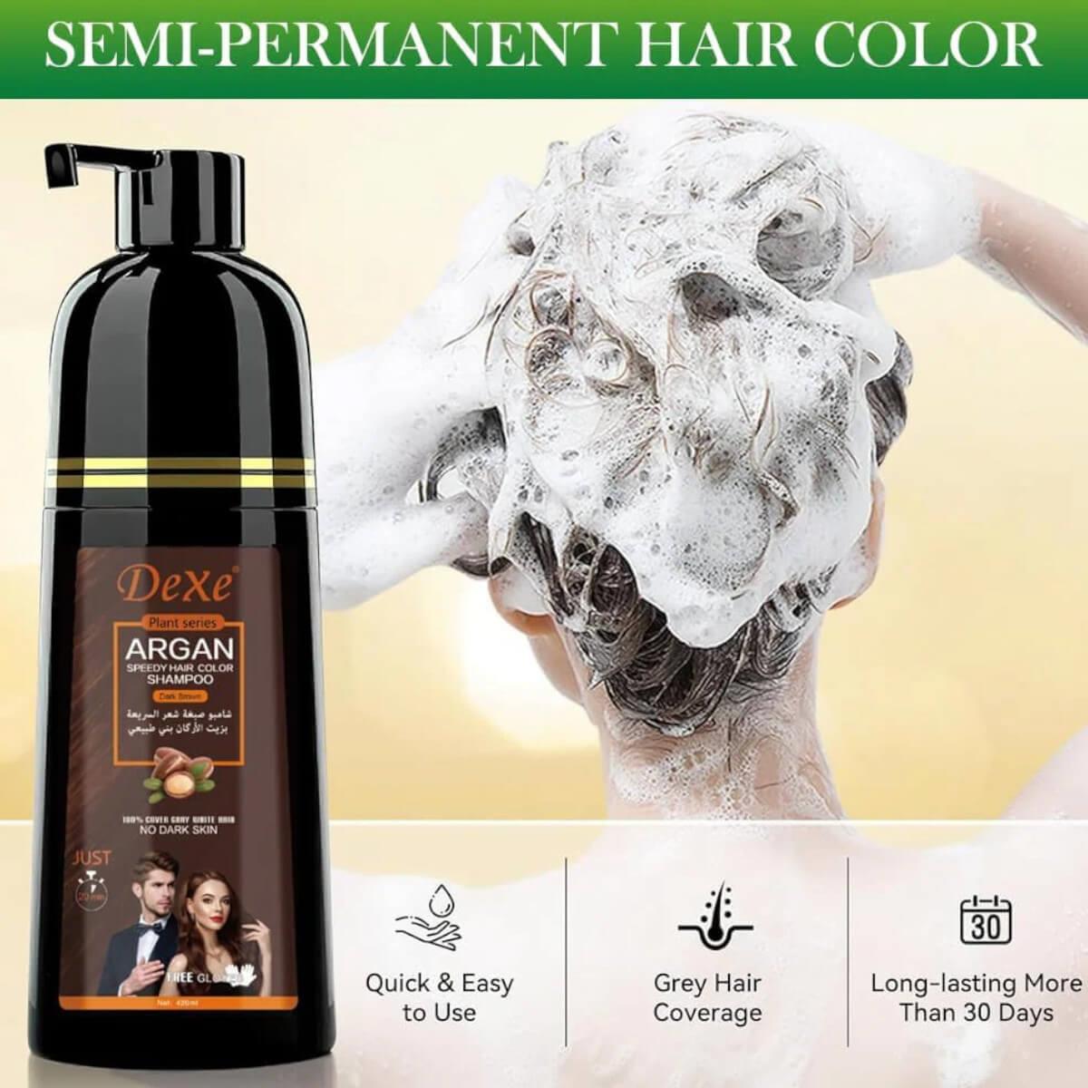Dexe Argan Hair Color Shampoo - Dark Brown - 420ml