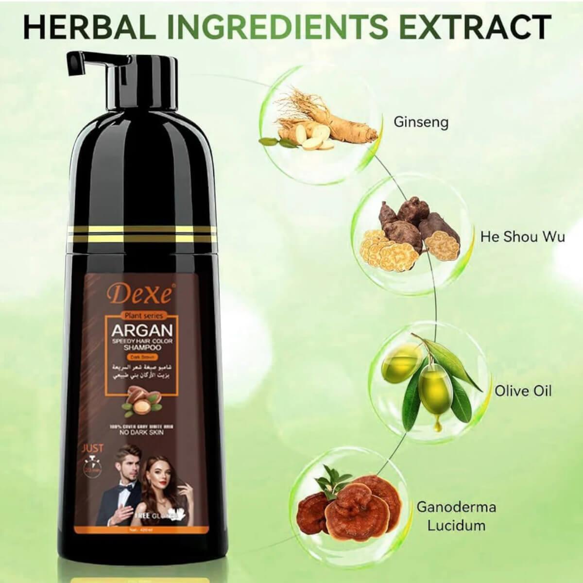 Dexe Argan Hair Color Shampoo - Dark Brown - 420ml