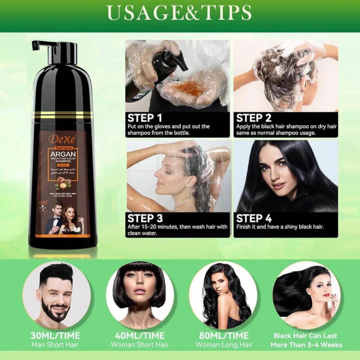 Dexe Argan Hair Color Shampoo - Dark Brown - 420ml
