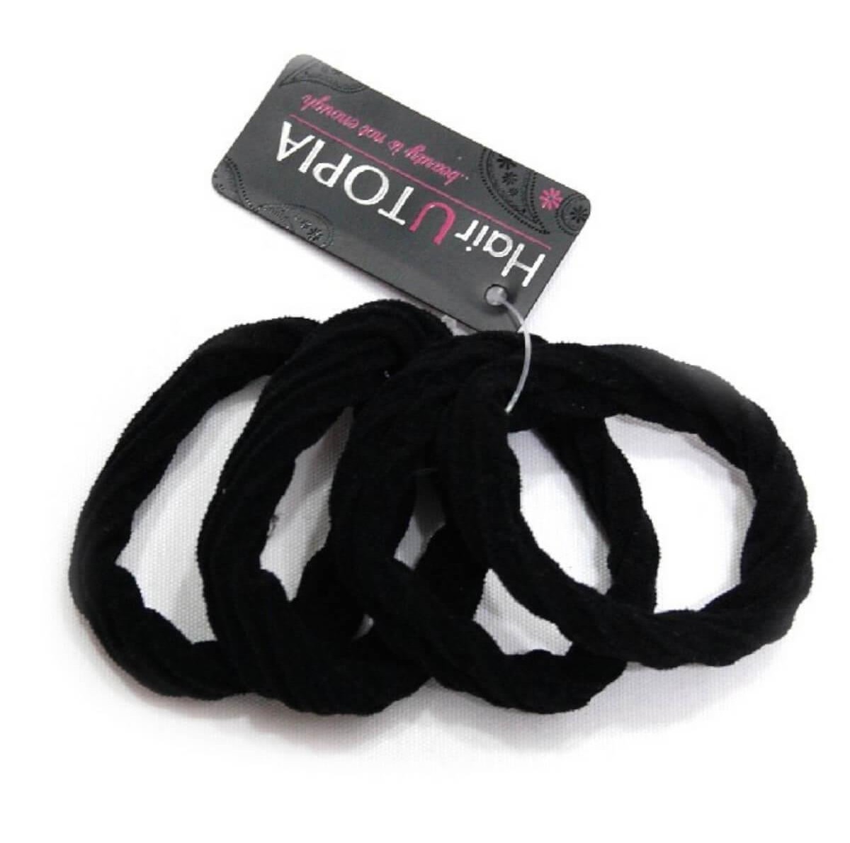 Λαστιχάκια Μαλλιών Μαύρα Hair Utopia 4 τεμ ΕΤ-9206