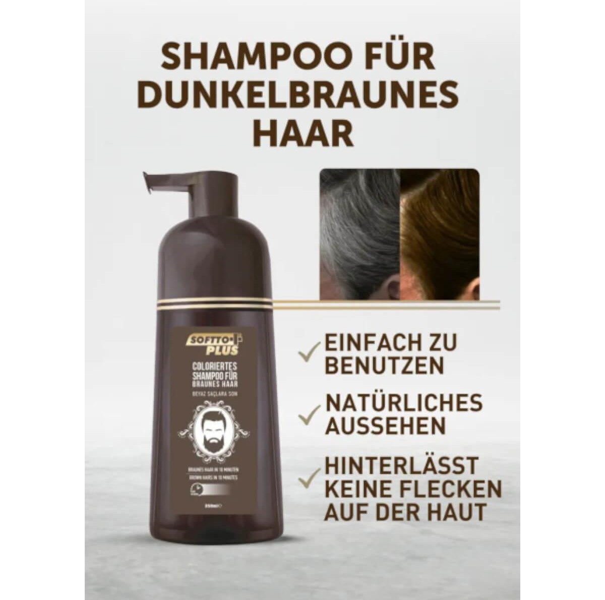 Hair Shampoo Softto Plus Brown 350ml