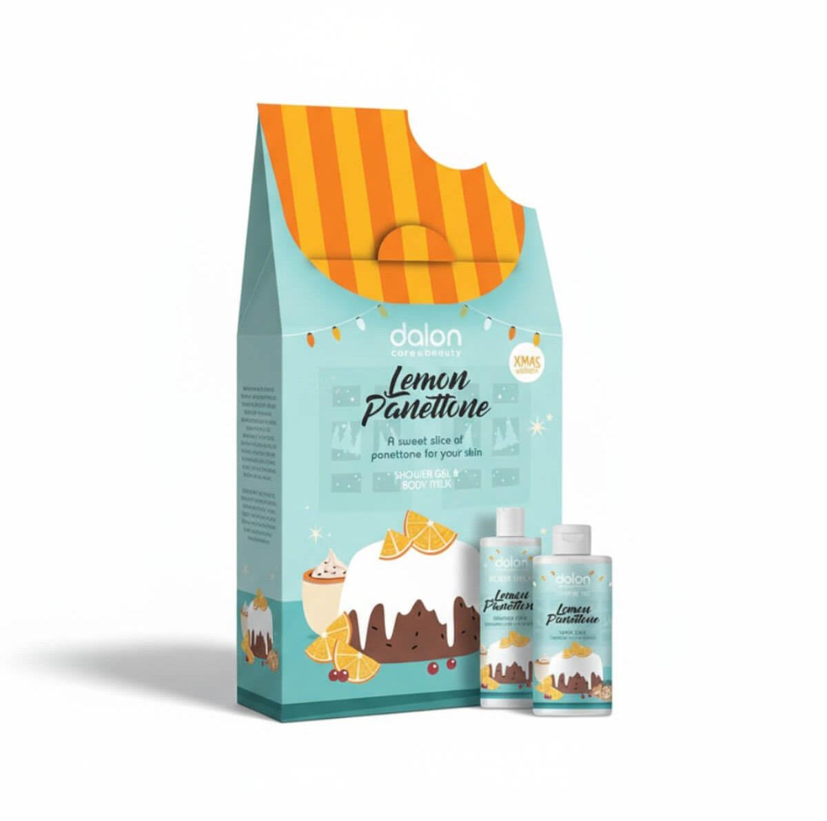 Lemon Panettone Shower Gel 300ml & Body Milk 200ml Xmass Edition Dalon