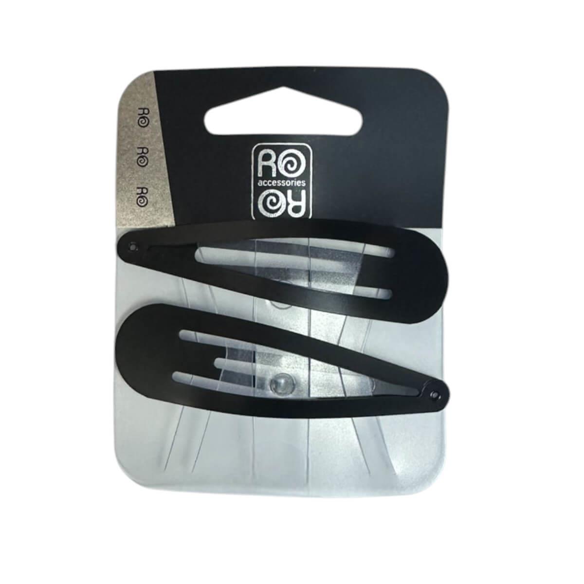 Clips Μαλλιών Μαύρο Ματ Set 2pcs 7cm RoRo