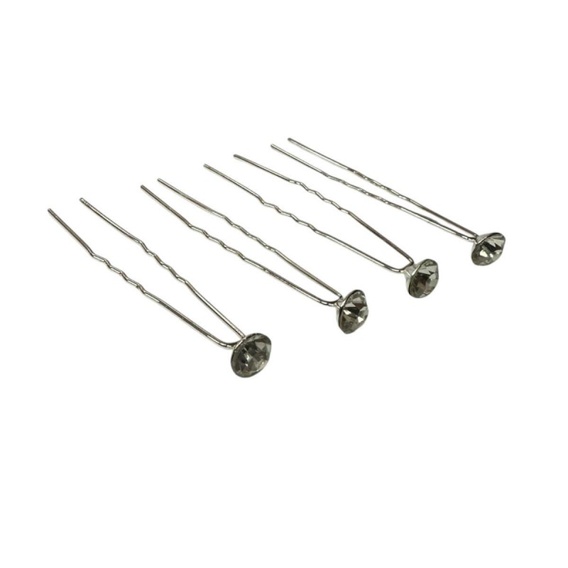 Decorative Hairpins Single Rhinestone set of 4 pcs - 94812