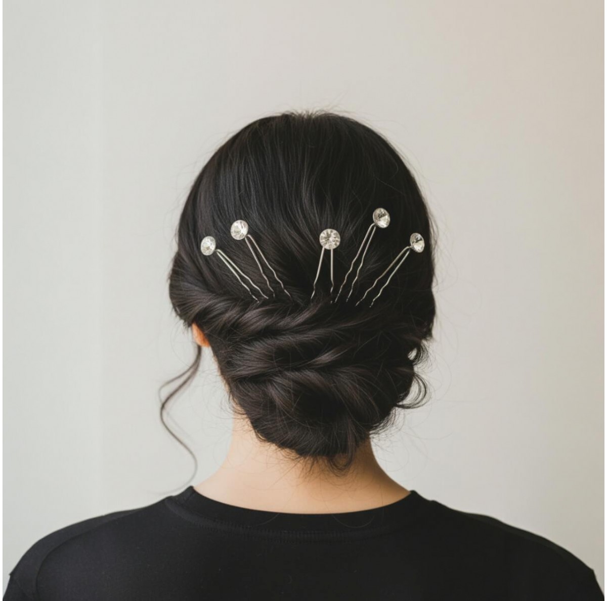 Decorative Hairpins Single Rhinestone set of 4 pcs - 94812