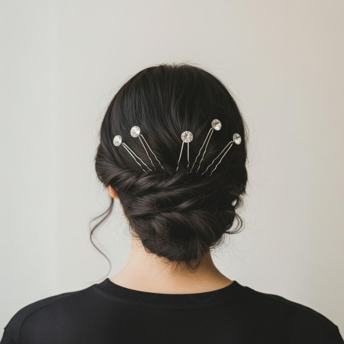 Decorative Hairpins Single Rhinestone set of 4 pcs - 94812