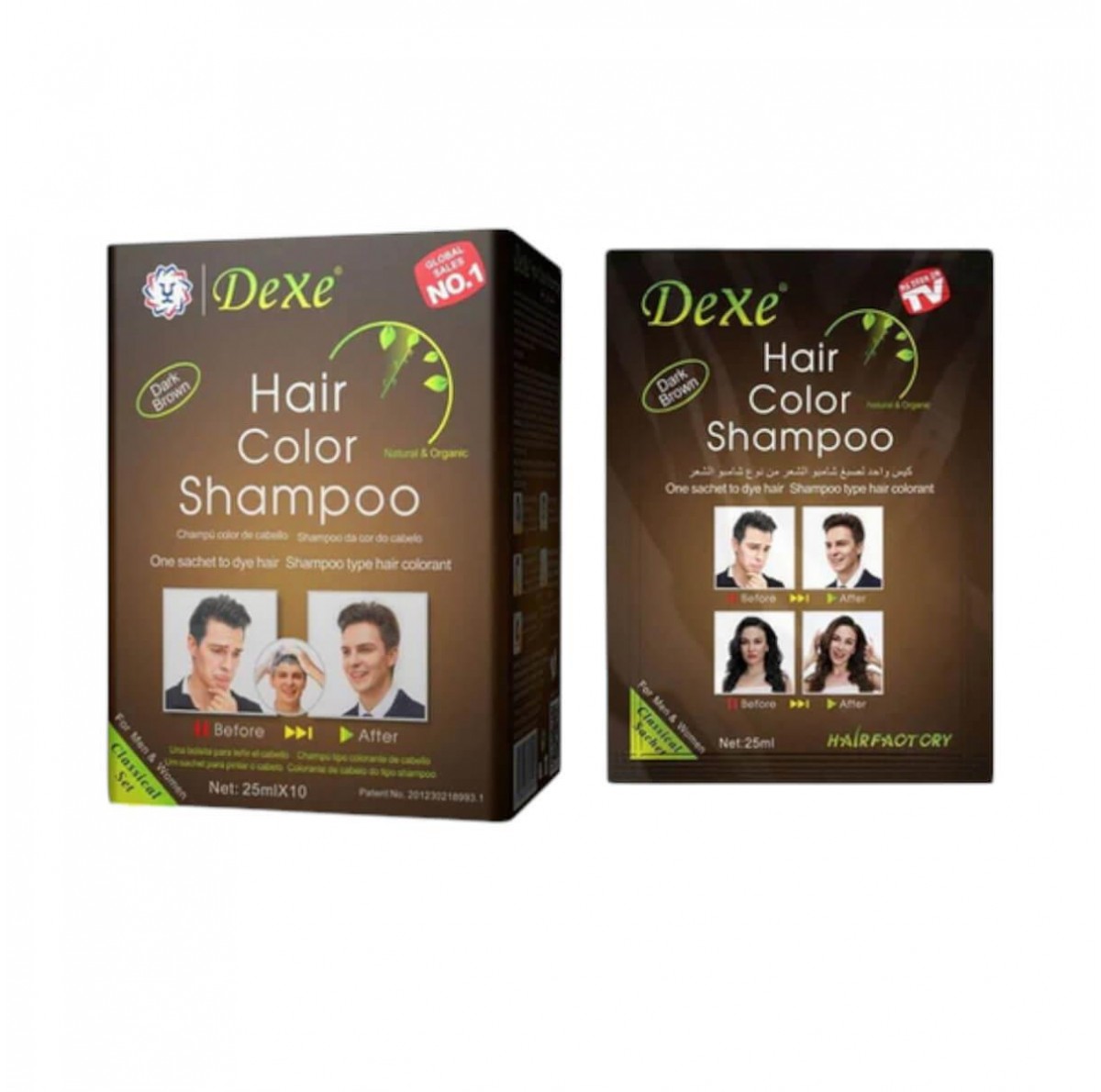 Dexe Hair Shampoo Hair Dye Dark Brown 10x25ml