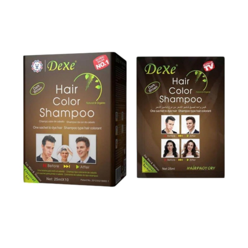 Dexe Hair Shampoo Βαφή Μαλλιών Dark Brown 10x25ml