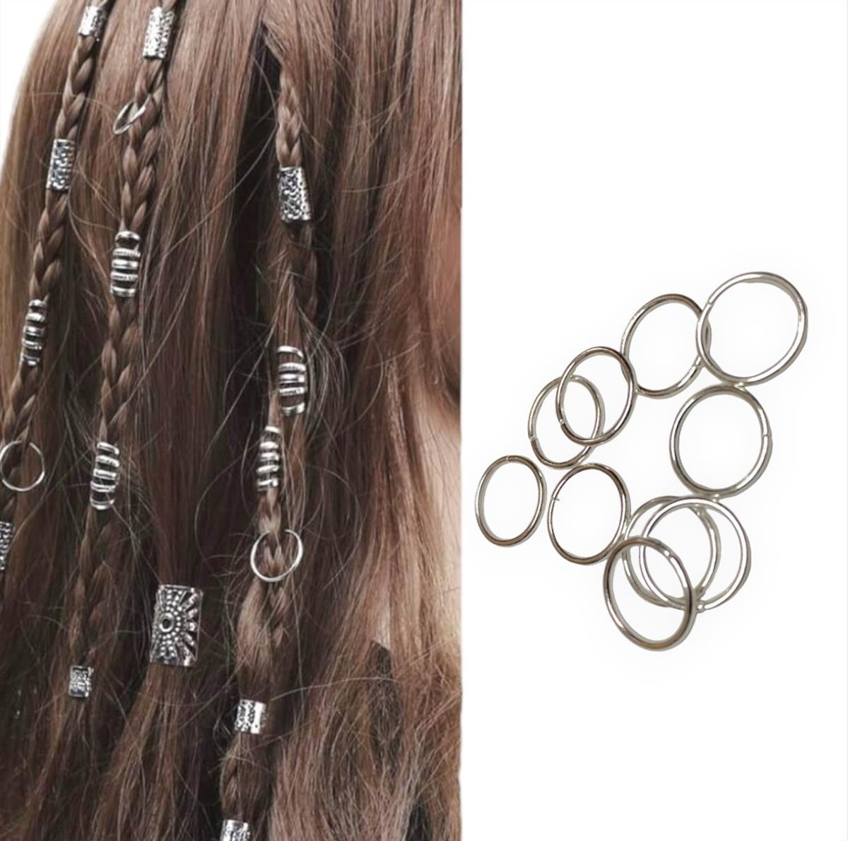 Silver Hair Decorations HA1 Silver 10pcs