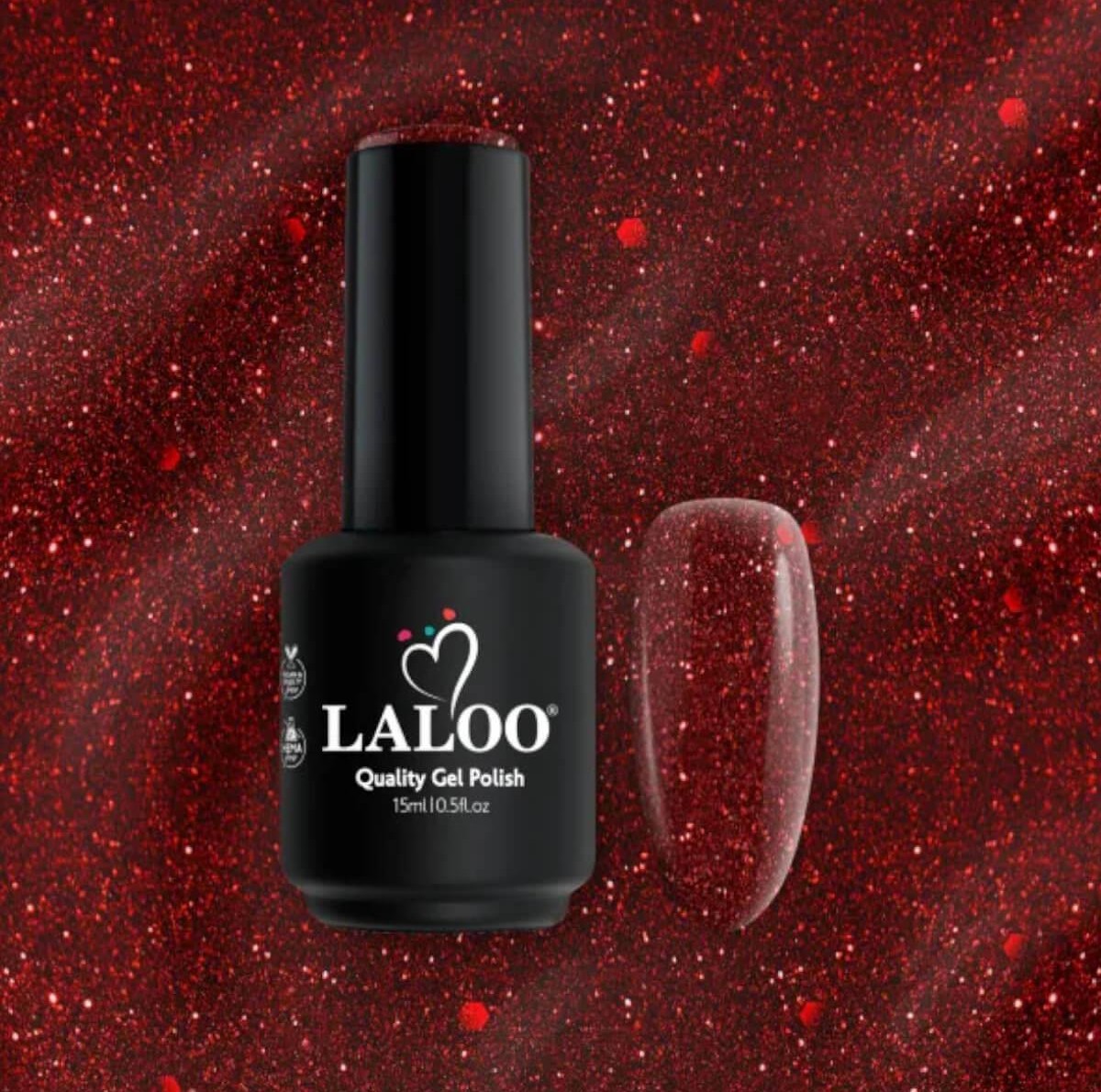 Semi-permanent gel polish 287 christmas red glitter 15ml Laloo
