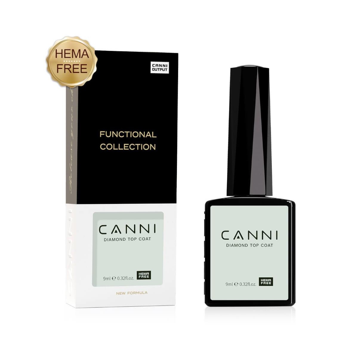 Semi-permanent gel polish diamond top coat hema free 9ml Canni
