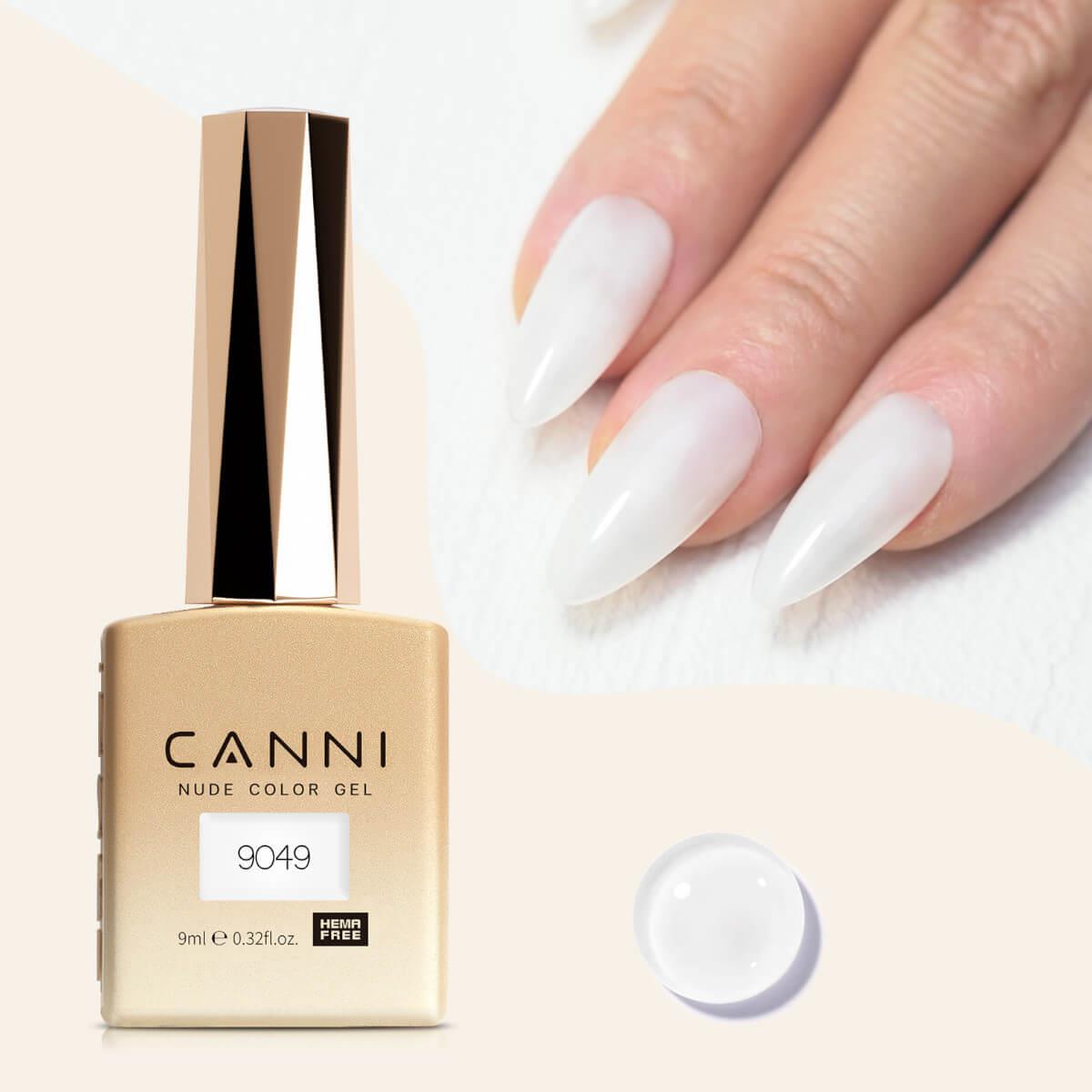 Ημιμόνιμο βερνίκι nude color gel 9049 milky white 9ml Canni