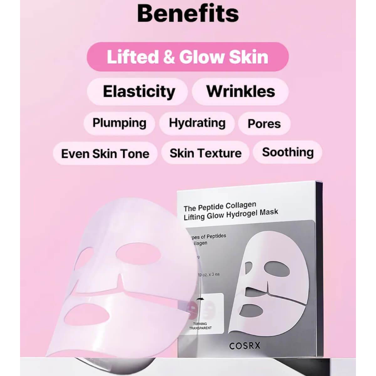 The peptide collagen lifting glow hydrogel mask 34g Cosrx