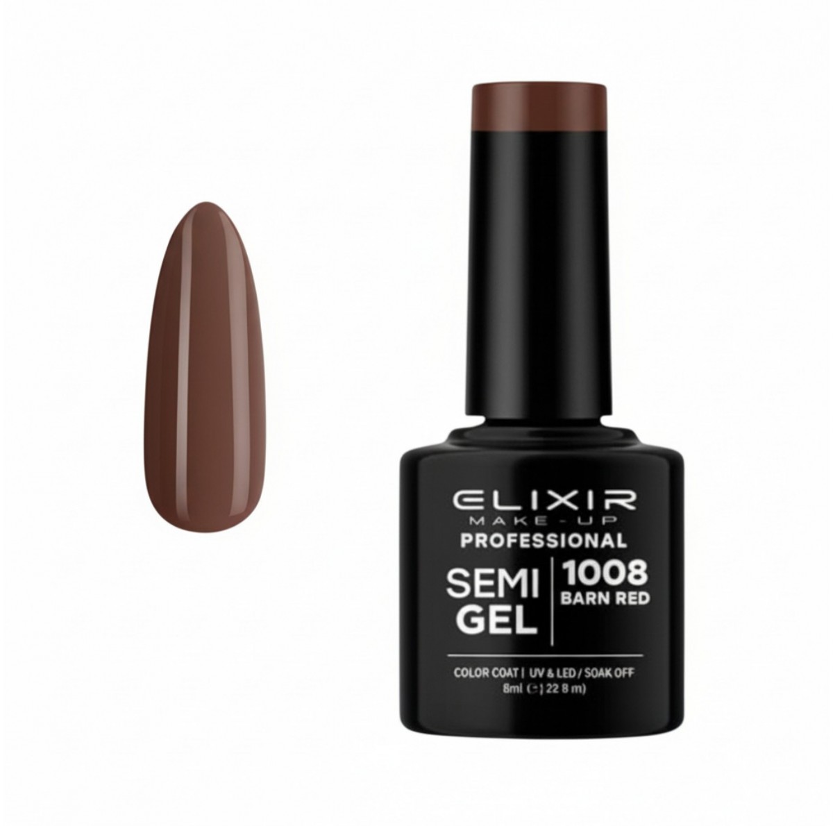 Ημιμόνιμο Βερνίκι Elixir Semi Gel Uv&Led 1008 Barn Red 8ml