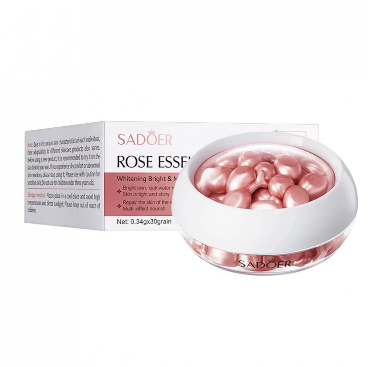 Rose Essence Lotion Whitening bright & Moisturize Skin 30 capsules Sadoer