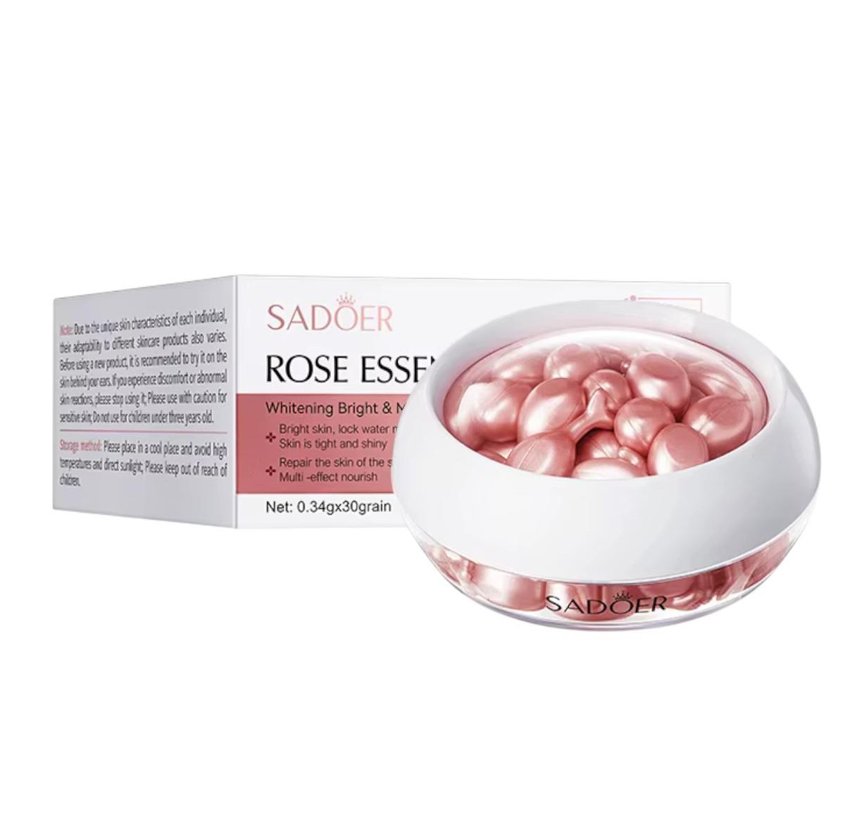 Rose Essence Lotion Whitening bright & Moisturize Skin 30 capsules Sadoer