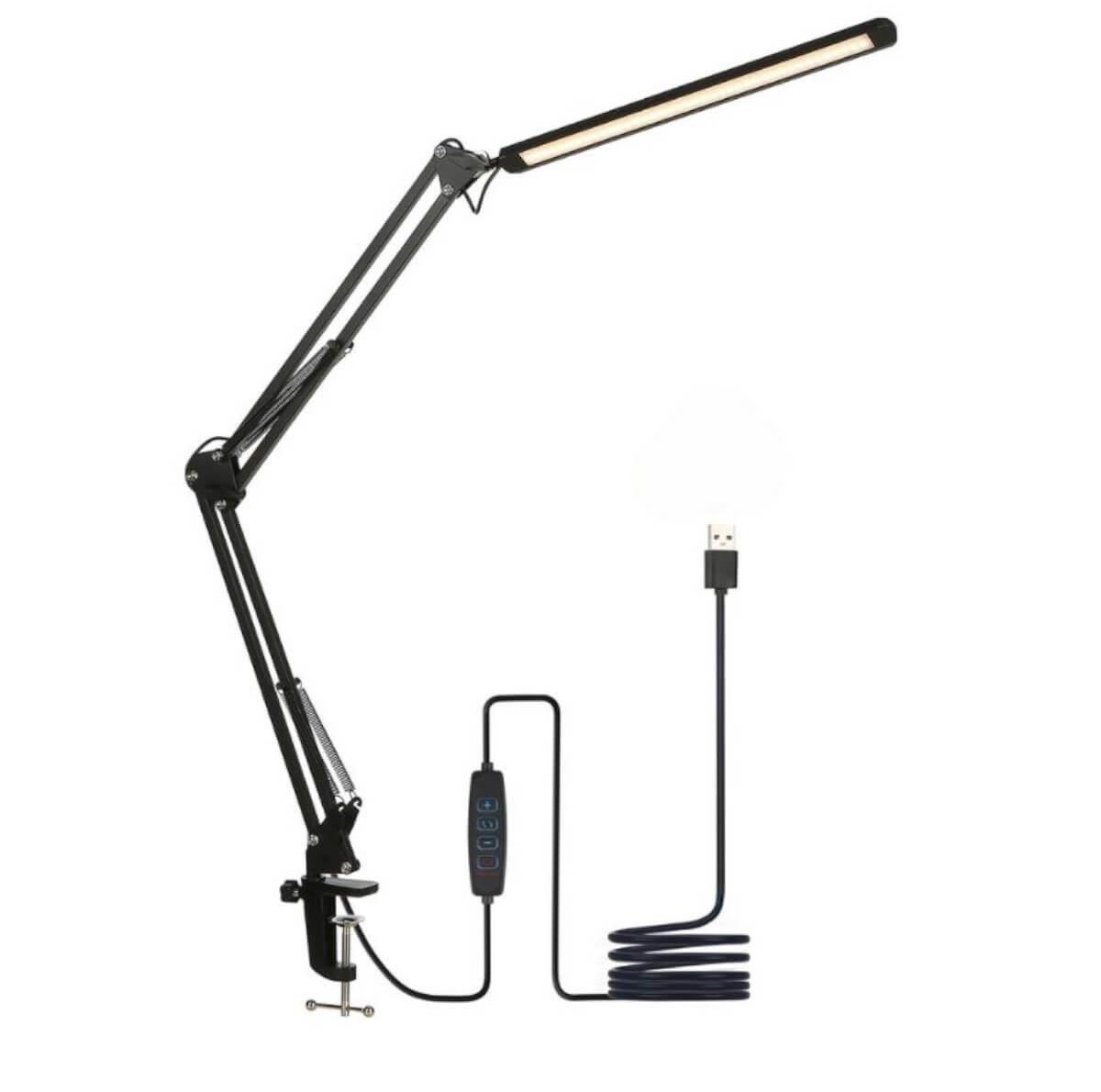 Φωτιστικό Led Γραφείου Μαύρο με Βάση Μέγγενη MT-866